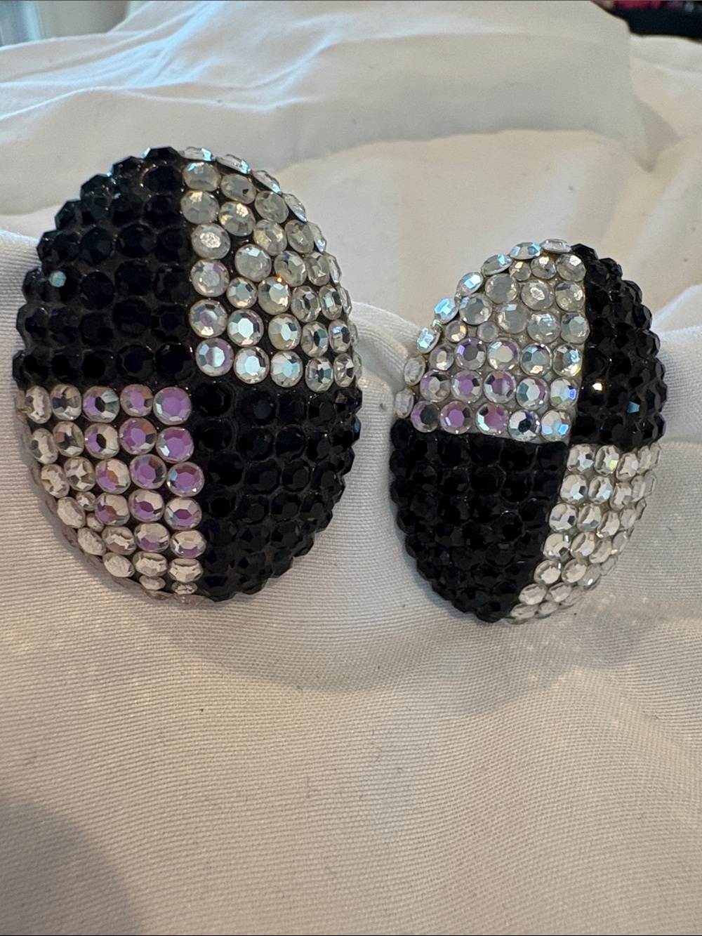 Vintage New Designer Bellini by Format hand made Crystal clip  earrings